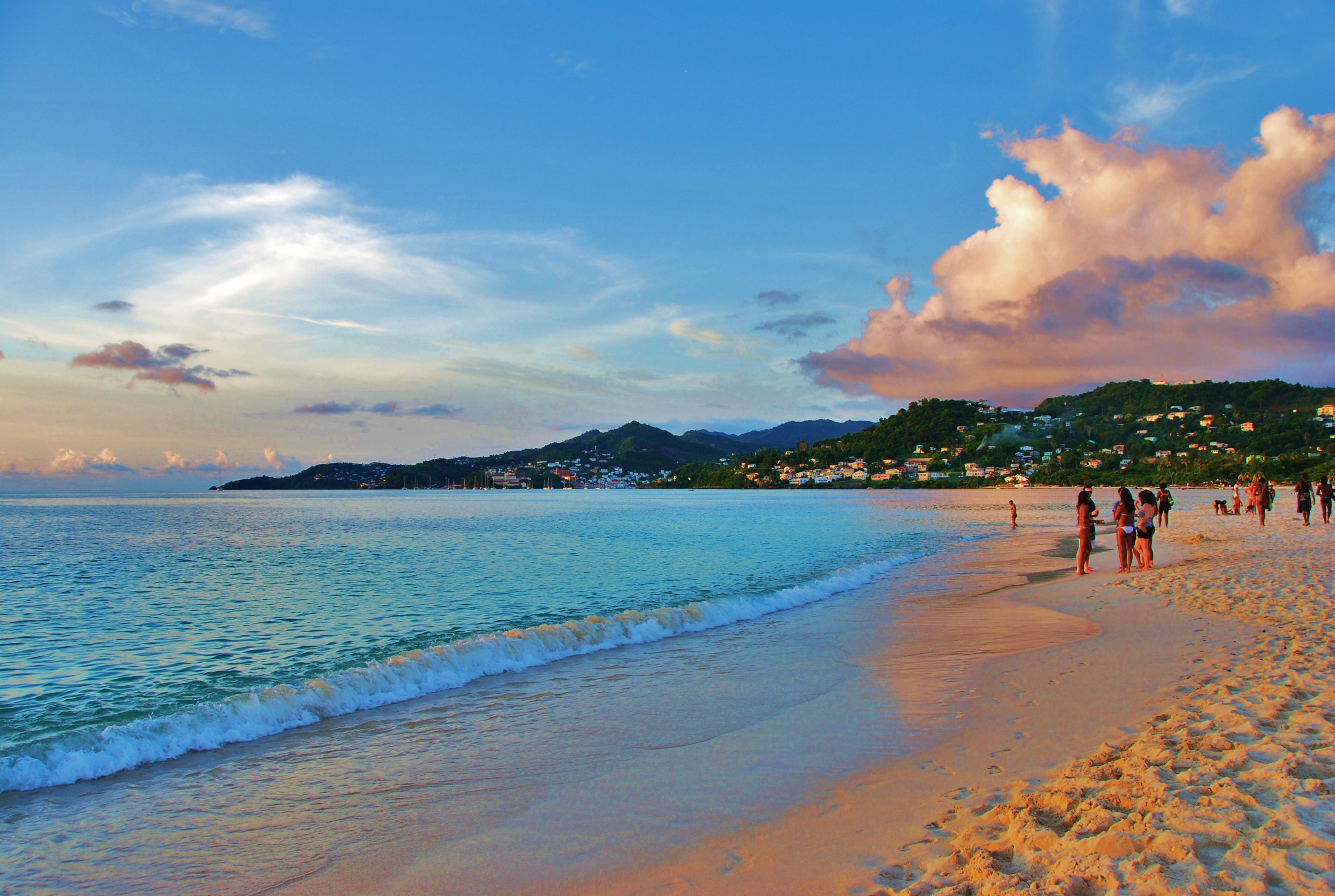 Grand Anse Beach in Grenada at golden hour